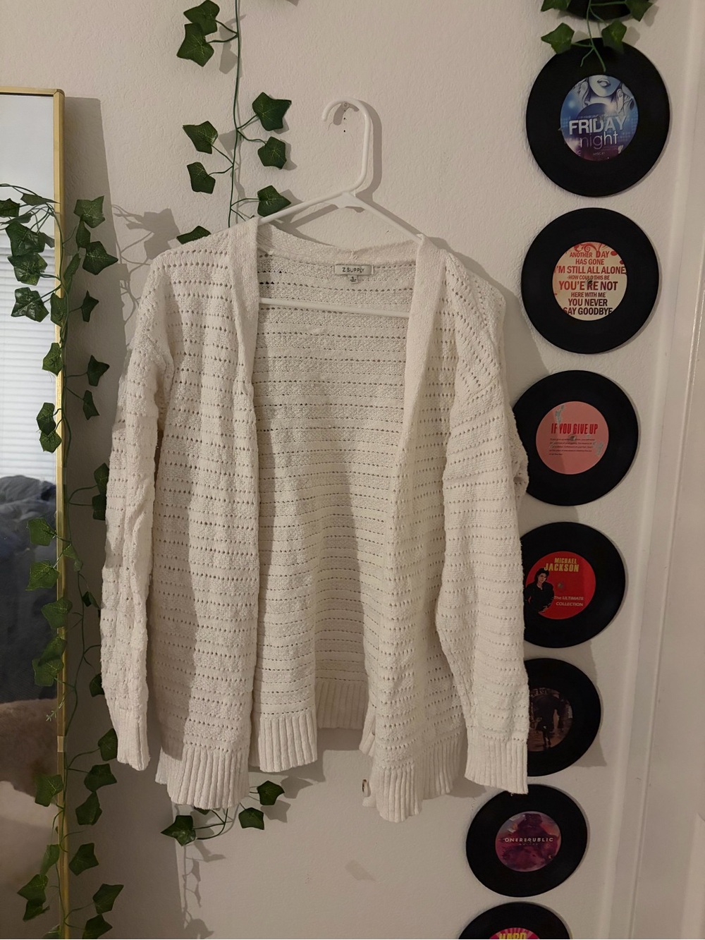 Z Supply Lightweight Open-Knit White Cardigan
